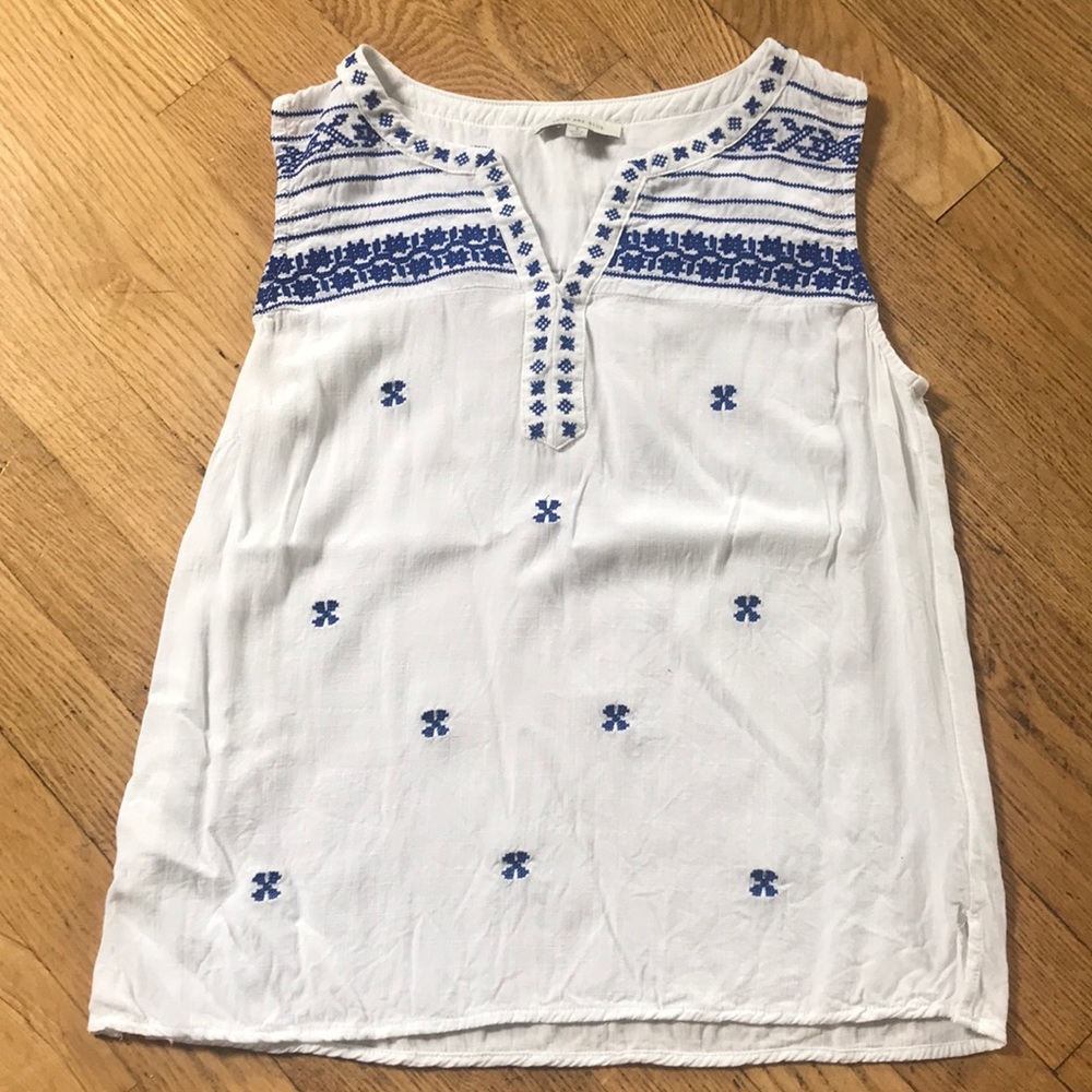 Skies are blue sleeveless blouse